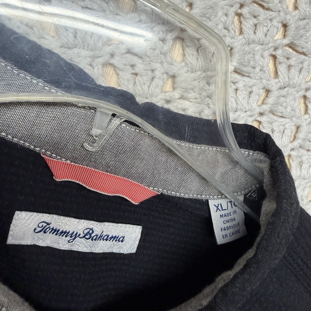Tommy Bahama Shirt Mens Sz XL Black Striped Long Sleeve Button Up - Picture 7 of 9